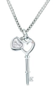 cherished moments sterling silver key to my heart pendant necklace with heart shaped cz 16-18"