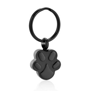 shajwo Cremation Ash Urn Keychain for Pet Ashes Cremation Jewelry for Human Ashes Dog Cat Cremation Keepsake Memorial Urn Keychain Ash Holder for Women Men (Paw Black