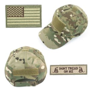 GES Tactical Hat for Men with 2 Pieces Military Patches, Operator Hat with USA Flag