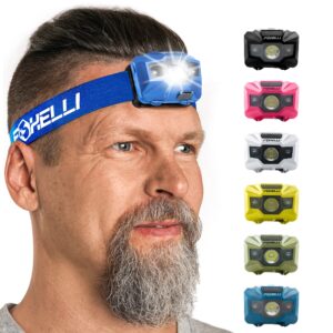 Foxelli LED Headlamp Rechargeable – Ultralight USB Rechargeable Headlamp Flashlight for Adults & Kids, Waterproof Head Lamp with Red Light for Running, Camping, Hiking & Outdoor