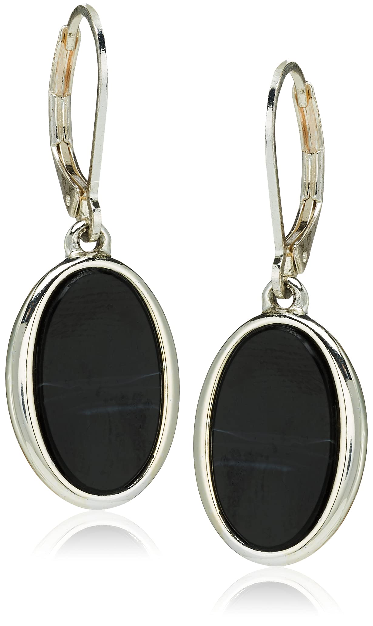 Nine West Women's Silvertone and Jet Black Drop Earrings