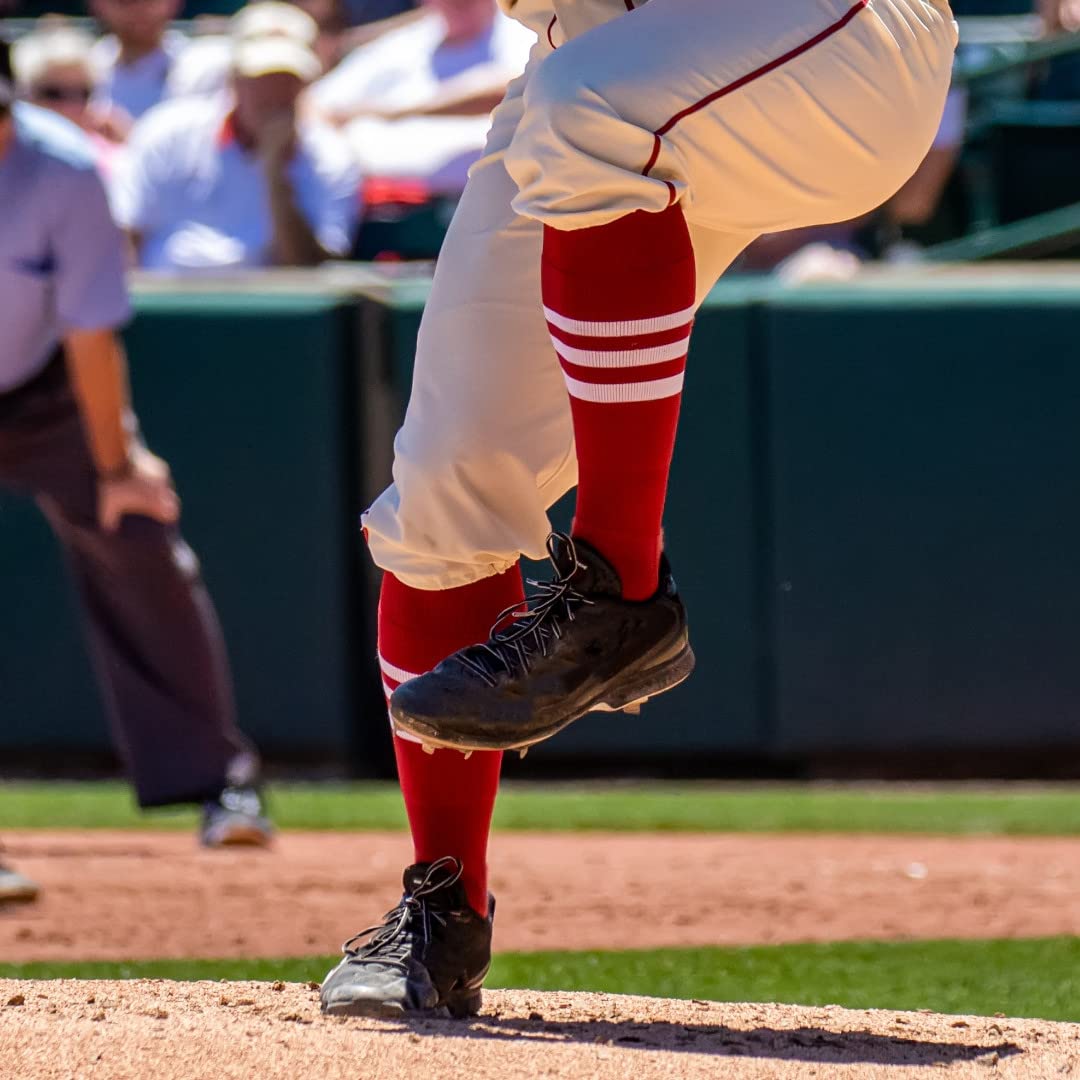 TCK Performance Baseball/Softball Socks (Black/White/Scarlet, Small)