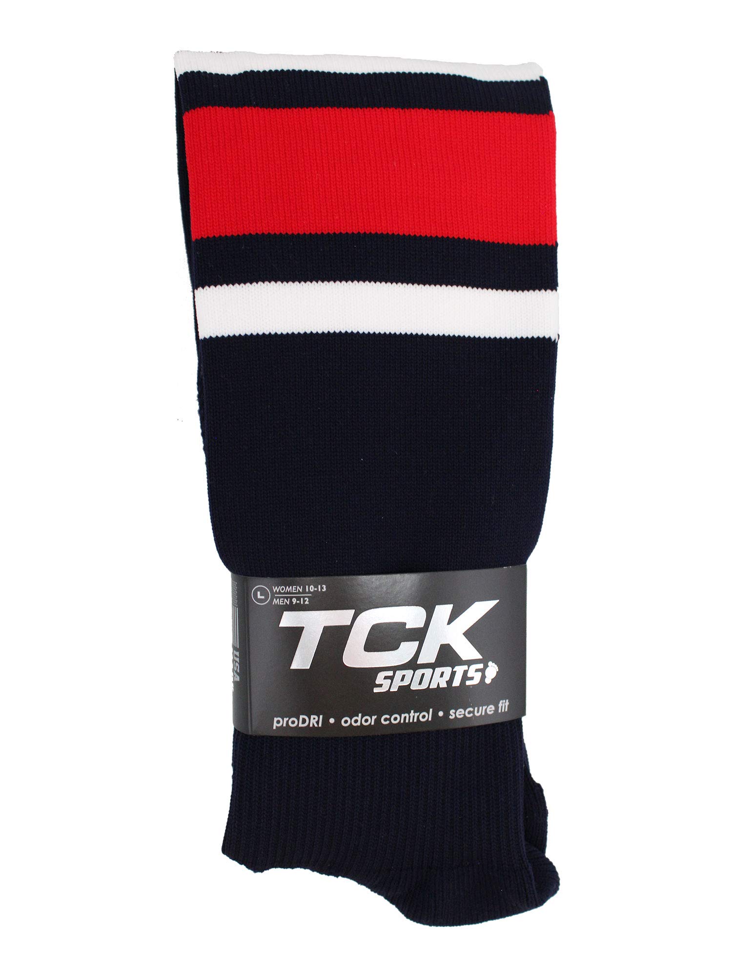 TCK Performance Baseball/Softball Socks (Navy/White/Scarlet, Medium)