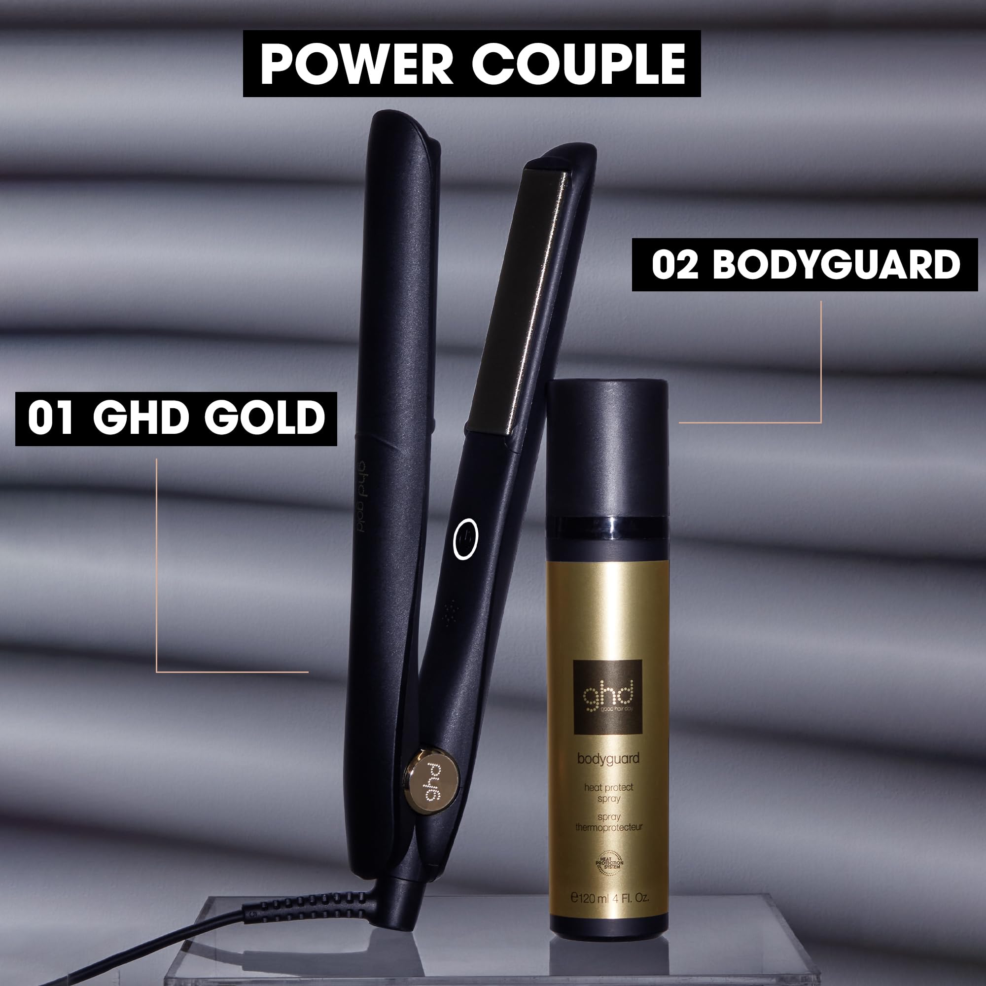 ghd Gold Styler ― 1" Flat Iron Hair Straightener, Professional Ceramic Hair Straightening Styling Tool for Stronger Hair & More Color Protection ― Black