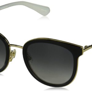 Kate Spade New York Women's Adayna Round Sunglasses, Black & White, 52 mm