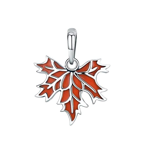 Autumn Maple Dangle 925 Sterling Silver Maple leaves Charm Beads for Pandora Charms Bracelet & Necklace