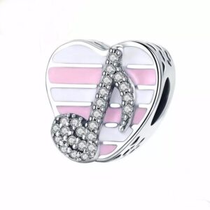 Musical Note Charm 925 Sterling Silver Love Music Charm Beads for 3mm Charms Bracelet & Necklace