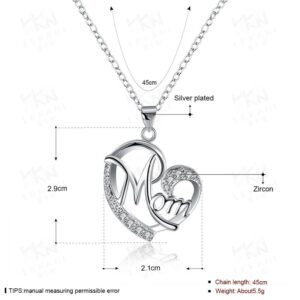 ShiQiao Spl Gifts for Mom Mother Necklace Pendant Sterling Silver for Women Love Heart Mom Birthday Gifts