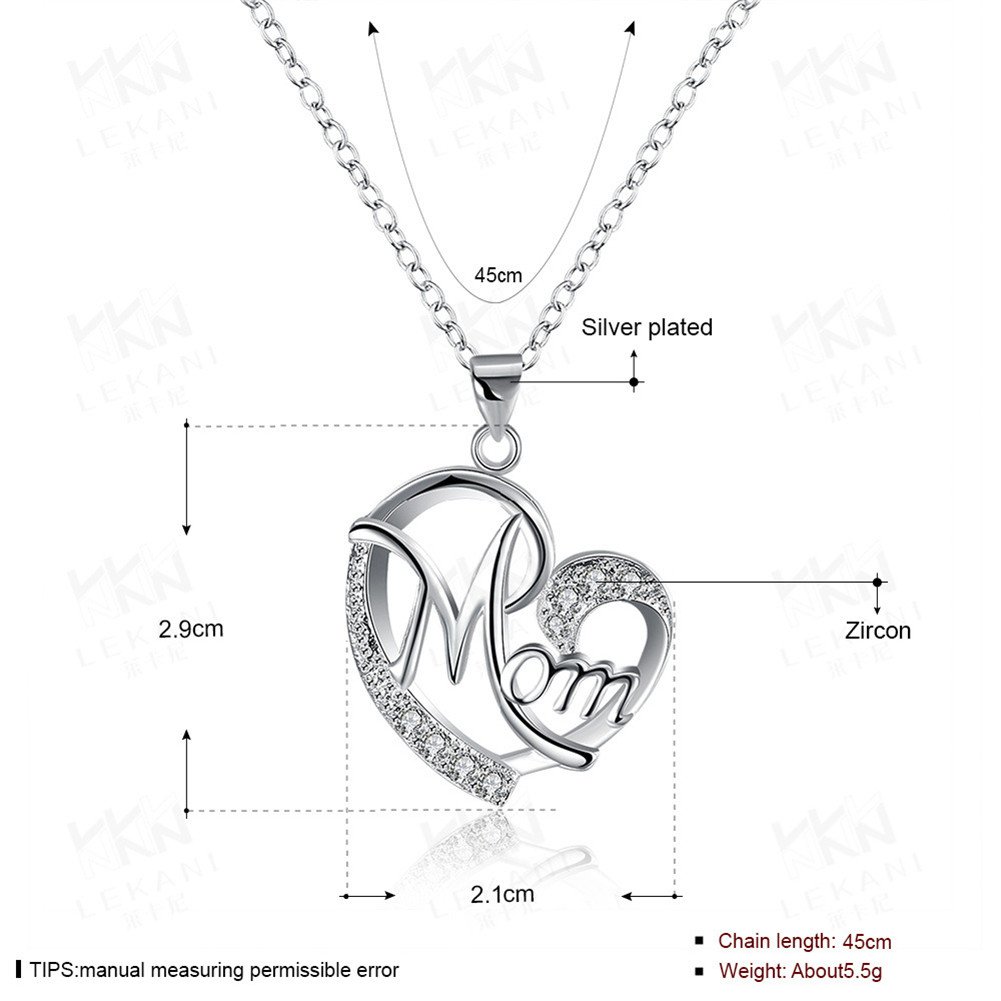 ShiQiao Spl Gifts for Mom Mother Necklace Pendant Sterling Silver for Women Love Heart Mom Birthday Gifts