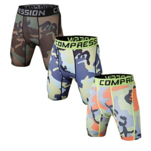 holure men's 3 pack sport compression shorts mens underwear spandex shorts workout running,brown,blue,green,camo,02-l