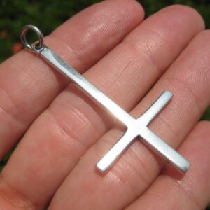 Himalayan Treasures 925 Silver Extra Large Petrine Saint Peter's Inverted Cross Satanic Pendant A20