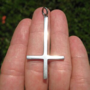 Himalayan Treasures 925 Silver Extra Large Petrine Saint Peter's Inverted Cross Satanic Pendant A20