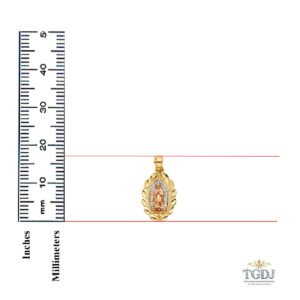 14k Yellow White Rose Gold Religious Guadalupe Pendant - Height 17 MM Width 12 MM/Avg. Weight 1.1 grams