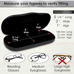 MyEyeglassCase Glasses Case Hard Shell for Small - Medium Frames - Eyeglass Clam Shell Hard Men & Women - Travel Eyewear Holder with Cleaning Fabric Cloth - Protective Storage (AS196 Rough Black)