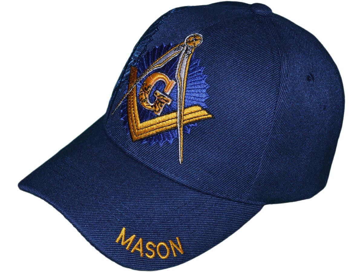 USA Headwear Freemason Embroidered Mason Lodge Baseball Cap Hat, Navy, Adjustable