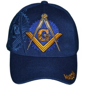 USA Headwear Freemason Embroidered Mason Lodge Baseball Cap Hat, Navy, Adjustable