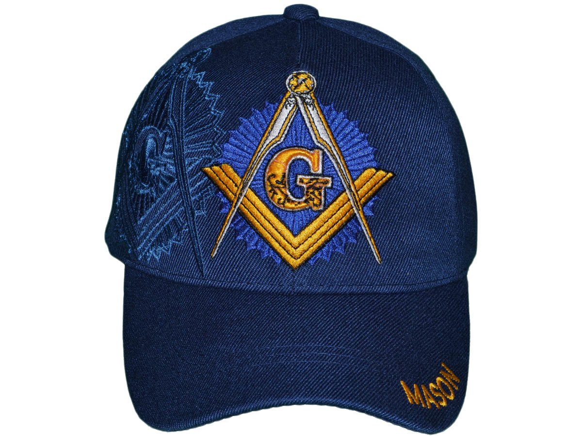 USA Headwear Freemason Embroidered Mason Lodge Baseball Cap Hat, Navy, Adjustable