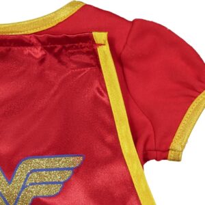 WARNER BROS DC Comics Justice League Wonder Woman Newborn Baby Girls Cosplay Costume Bodysuit Dress Cape and Headband Set 3-6 Months