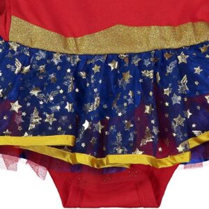 WARNER BROS DC Comics Justice League Wonder Woman Newborn Baby Girls Cosplay Costume Bodysuit Dress Cape and Headband Set 3-6 Months