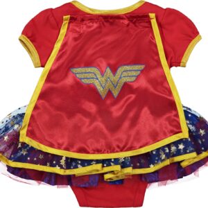 WARNER BROS DC Comics Justice League Wonder Woman Newborn Baby Girls Cosplay Costume Bodysuit Dress Cape and Headband Set 3-6 Months