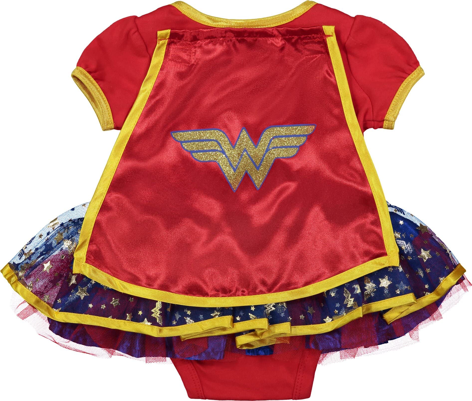 WARNER BROS DC Comics Justice League Wonder Woman Newborn Baby Girls Cosplay Costume Bodysuit Dress Cape and Headband Set 3-6 Months