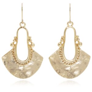 boho chic hollow shield shape with hammered drop earrings