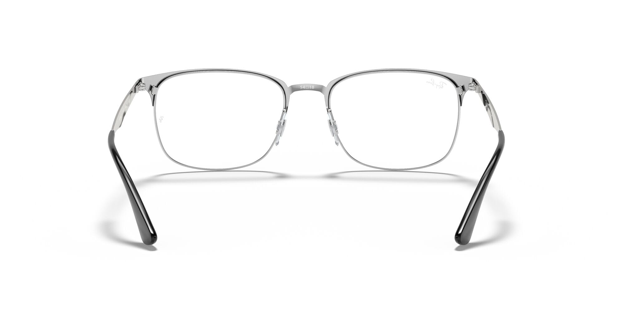 Ray-Ban RX6421 Square Prescription Eyeglass Frames, Matte Black On Silver/Demo Lens, 54 mm