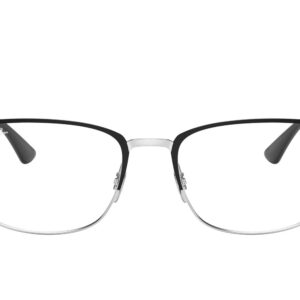 Ray-Ban RX6421 Square Prescription Eyeglass Frames, Matte Black On Silver/Demo Lens, 54 mm