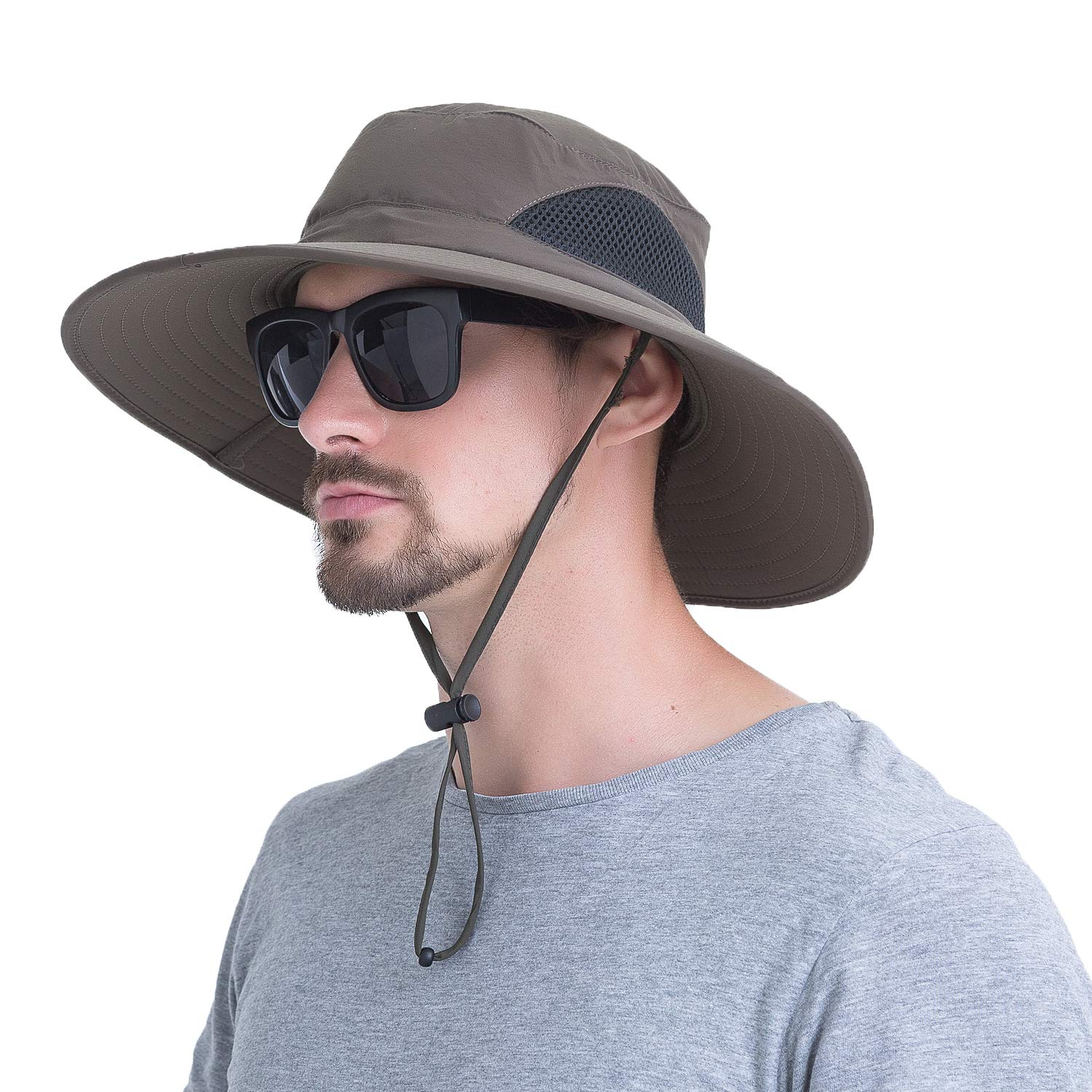 YR.Lover.Outdoor Boonie Men and Women's Hat - Sun Protection Wide Brim Waterproof Cap for Safari Fishing Hunting Summer Bucket Hat Army Green