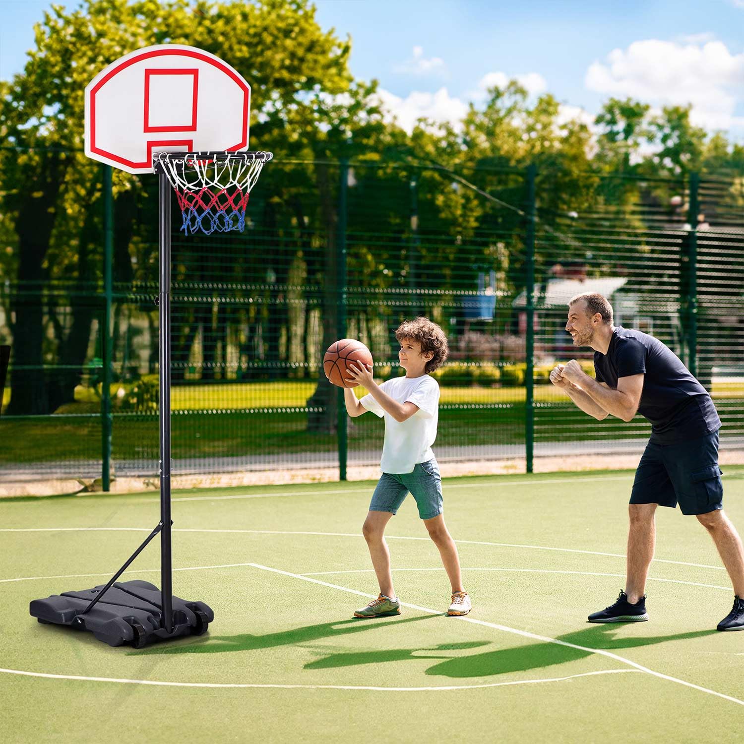 Kids Portable 5.4-7 Ft Height Adjustable Basketball Hoop Stand, 28 Inch Backboard, Basketball Goals Indoor/Outdoor