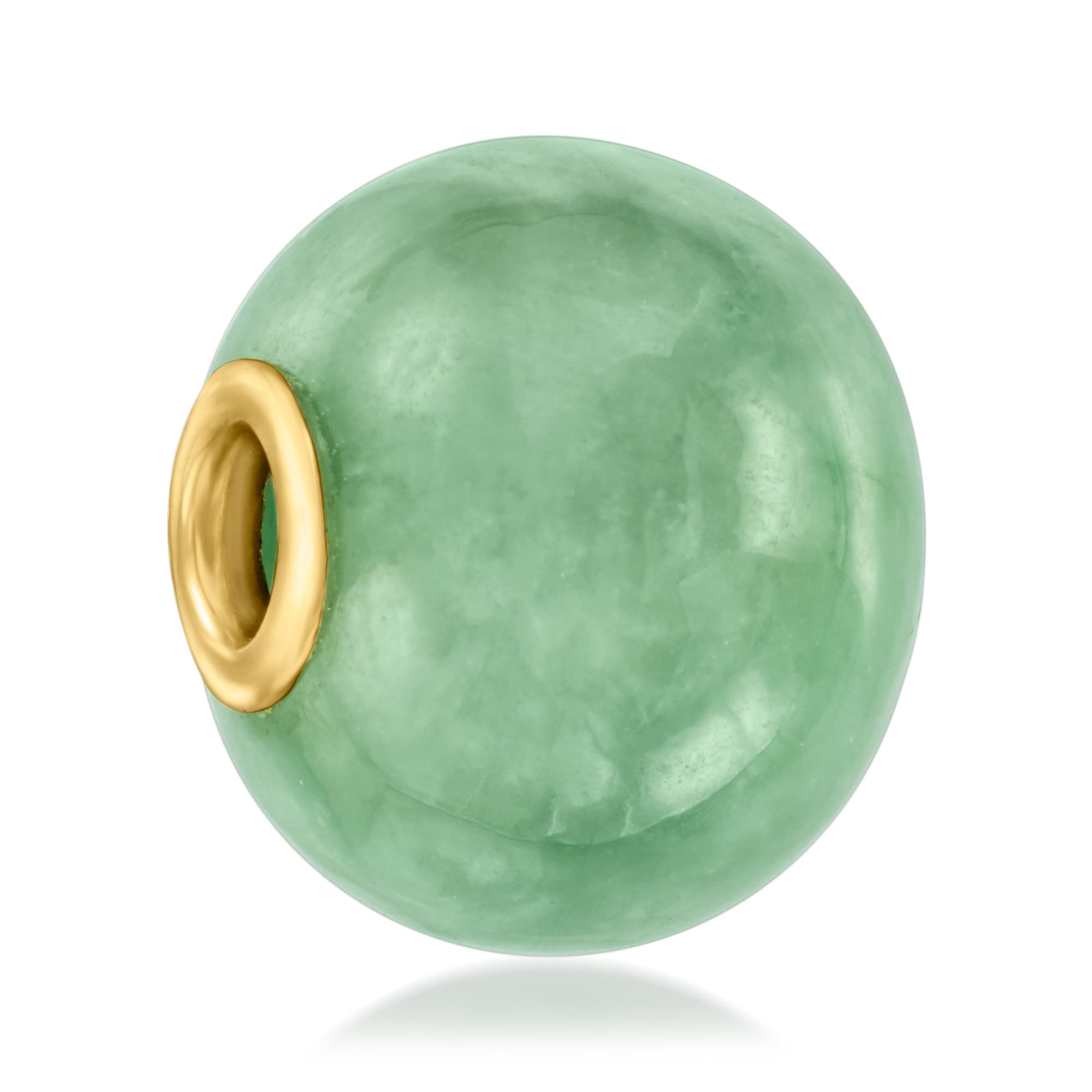 Ross-Simons Jade Bead Pendant in 14kt Yellow Gold