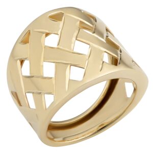 kooljewelry 14k yellow gold high polish lattice ring (19 mm wide, size 10)