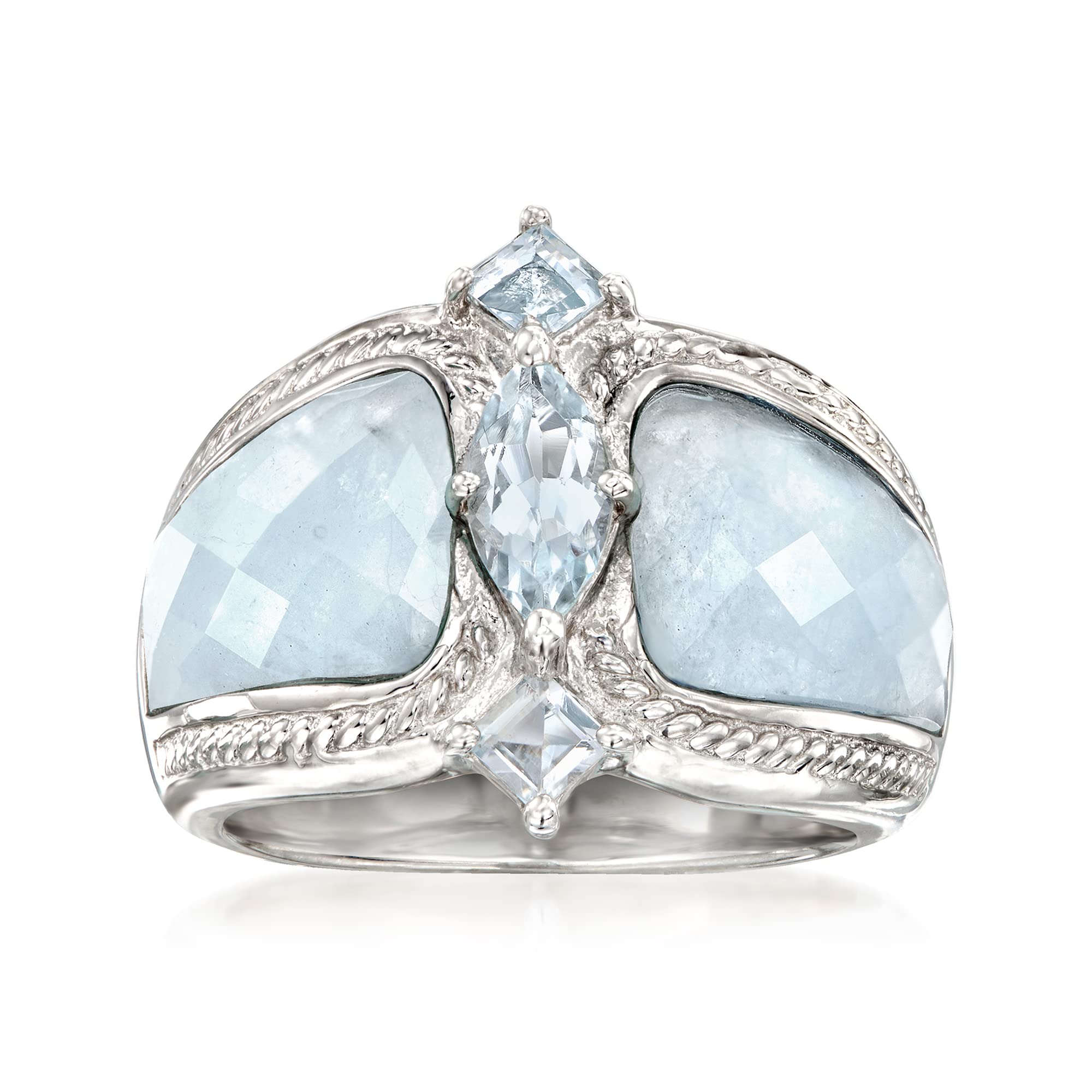 Ross-Simons 5.85 ct. t.w. Aquamarine Ring in Sterling Silver. Size 8