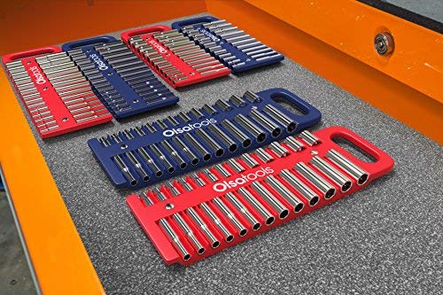 Magnetic Portable Socket Organizer Tray | 1/4-inch Drive | Red | for Deep & Shallow Sockets | Holds sockets up to 5/8" or 14 mm | Professional Quality Tool Organizer | by Olsa Tools