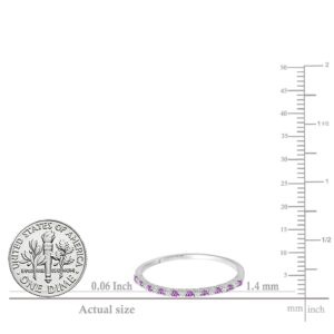 Dazzlingrock Collection 10K Round Amethyst & White Diamond Ladies Anniversary Wedding Band, White Gold, Size 5