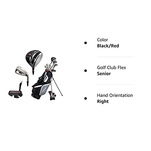 14 Piece Men's All Graphite Senior Complete Golf Clubs Package Set Titanium Driver, Fairway, Hybrid, S.S. 5-PW Irons, Putter, Stand Bag - A Flex SHAFTS