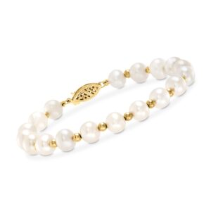 ross-simons 6-7mm cultured pearl bracelet with 14kt yellow gold. 7 inches