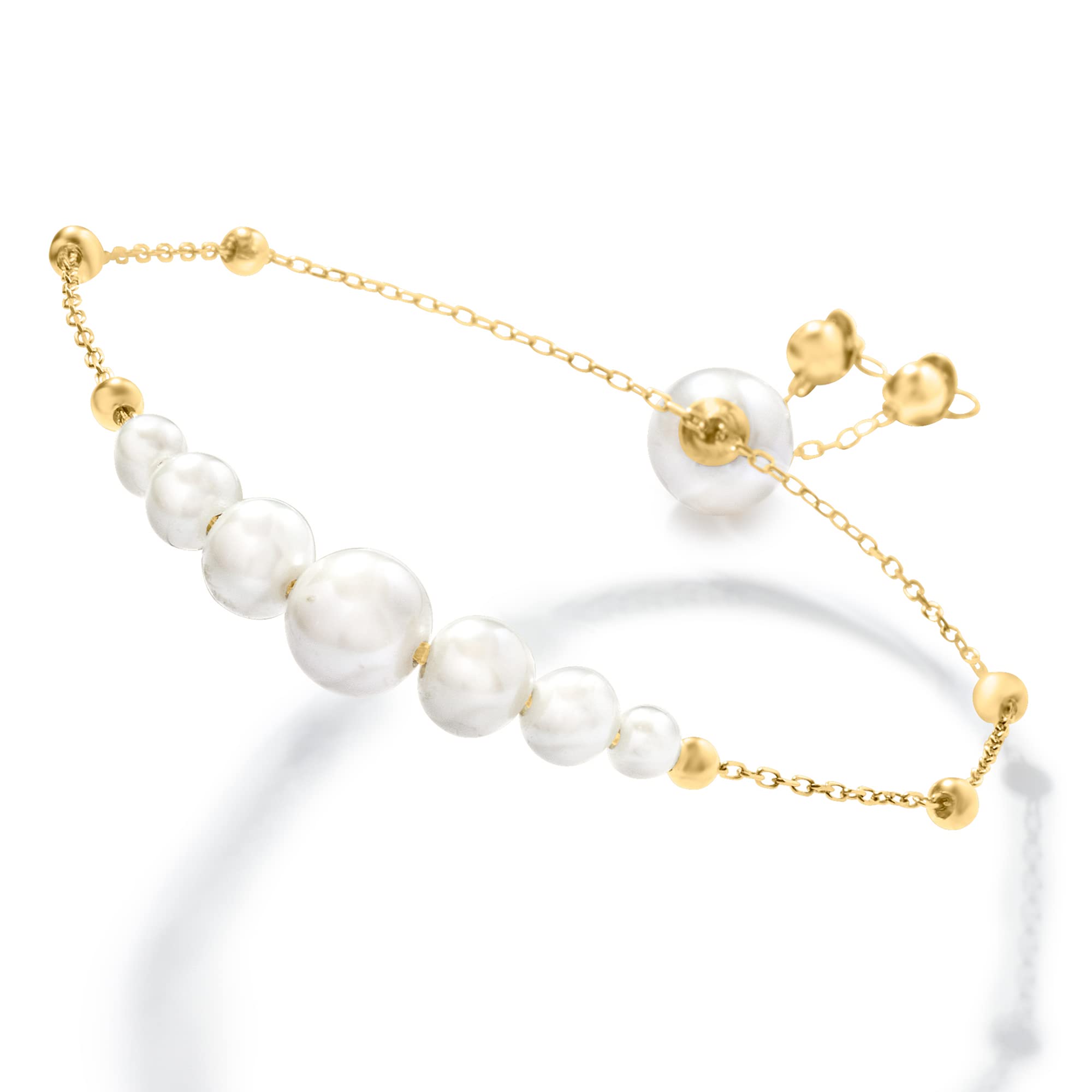 Ross-Simons 4-9.5mm Cultured Pearl Bolo Bracelet in 14kt Yellow Gold