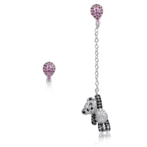 suplight asymmetrical earrings cubic zirconia bear ballon mismatch stud dangle earrings for women