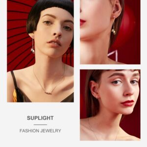 Suplight Asymmetrical Earrings Cubic Zirconia Bear Ballon Mismatch Stud Dangle Earrings for Women