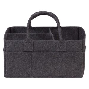 sammy & lou collapsible charcoal gray felt storage caddy, divided design to keep diapers, wipes and changing items organized, two handles, 11.5 in x 6 in x 8 in