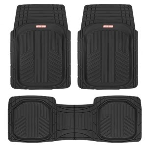 Motor Trend FlexToughXL Floor Mats for Cars Full Set, All-Weather Rubber Automotive Floor Mats, Waterproof Heavy Duty Car Mats, Flexible Floor Liners for Car Truck Van SUV, Car Floor Mats (Black)