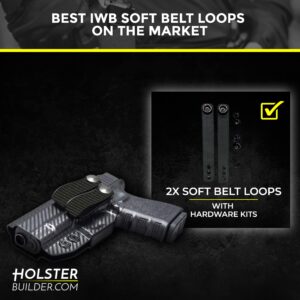 HolsterBuilder IWB Soft Belt Loops - Holster Accessories with Dot Cap for Better Security - Heavy-Duty Holster Clip Works with 1.5" & 1.75" Belts - Kydex & Sheath Belt Loops with Hardware Kit (Pair)