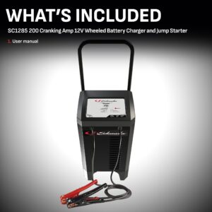 Schumacher Electric SC1285 Fully Automatic Wheeled Battery Charger and Jump Starter for Car, SUV, Truck, and Boat Batteries, 200 Cranking Amps, 12 Volts, Black, 1 unit