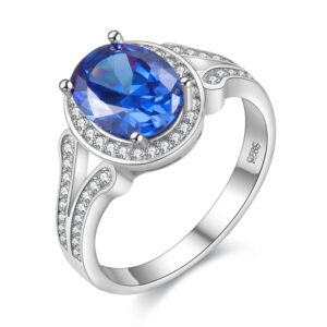 uloveido sterling silver oval shape blue spinel rings for women wedding engagement anniversary jewelry fj043