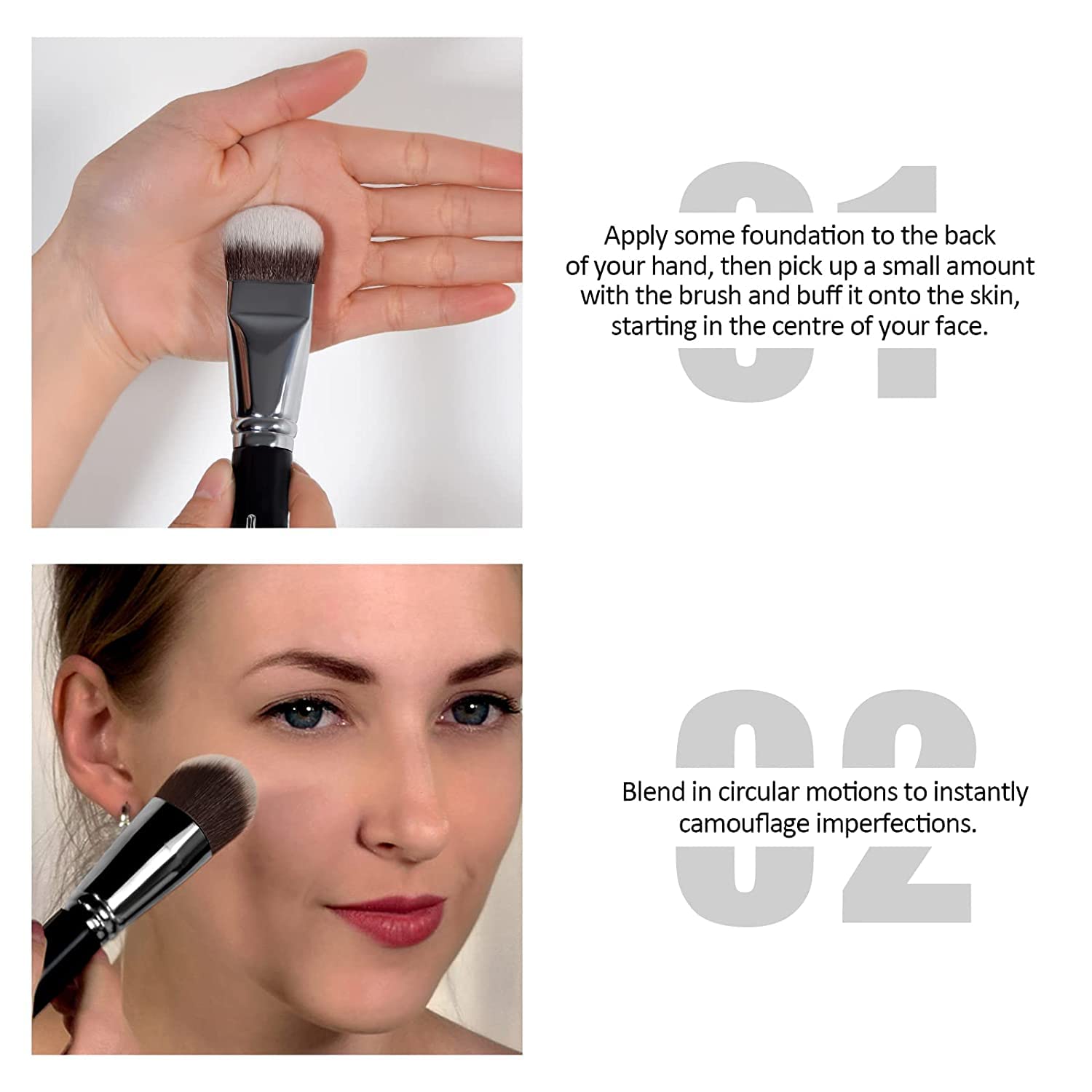 Foundation Brush, EIGSHOW Pro Slanted Brushes Angled Bristle Mask Kabuki Brush Perfect for Powder Liquid Cream Buffing Blending Face Makeup Brush-F625