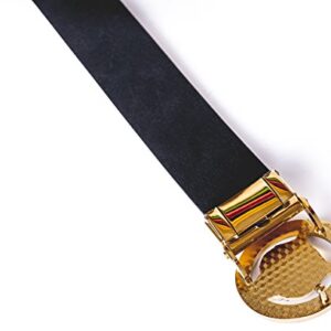 Old John Leather Men's Luxury Gold Tiger Buckle 35-mm Italian Leather Belt (105cm/41.3inch(34-36), Black)