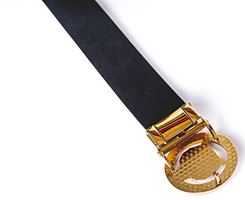 Old John Leather Men's Luxury Gold Tiger Buckle 35-mm Italian Leather Belt (105cm/41.3inch(34-36), Black)