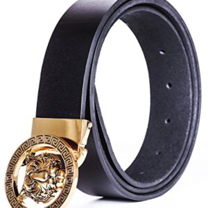 Old John Leather Men's Luxury Gold Tiger Buckle 35-mm Italian Leather Belt (105cm/41.3inch(34-36), Black)