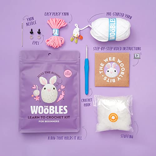 The Woobles Beginners Crochet Kit with Easy Peasy Yarn as seen on Shark Tank - with Step-by-Step Video Tutorials - JoJo The Bunny